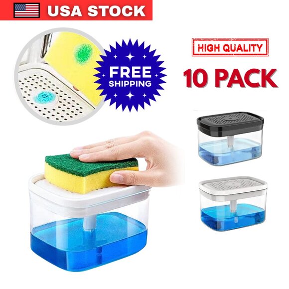 Bulk Lot of 10 Dish Soap Dispenser for Kitchen 2 in 1 PREMIUM Sponge Caddy - Picture 1 of 12